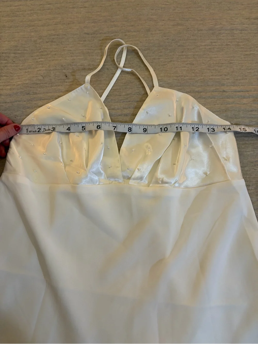 Vintage Intimo Amore Ivory Satin Pearl Trim Chemise & Robe Set Small